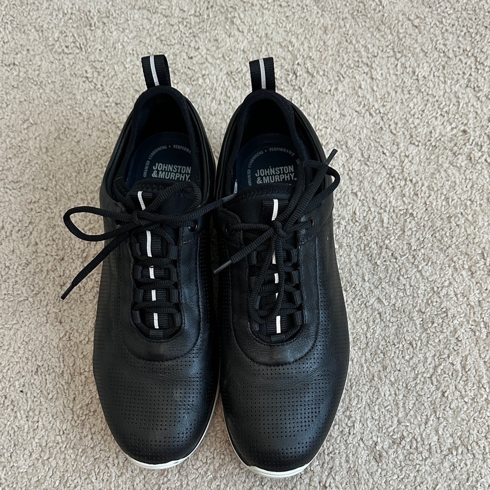 Johnston & Murphy Black Leather Sneakers